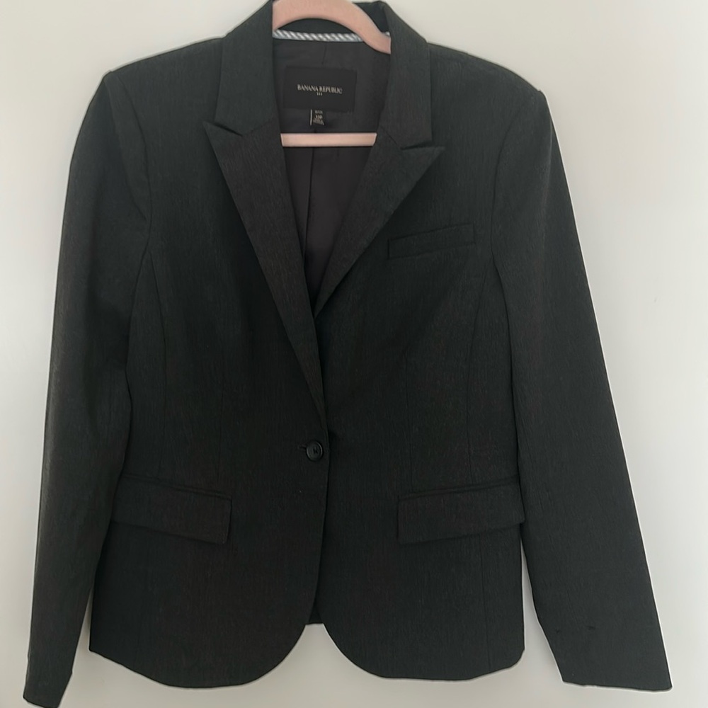 Banana Republic Black One Button Blazer Size 12 Career Jacket